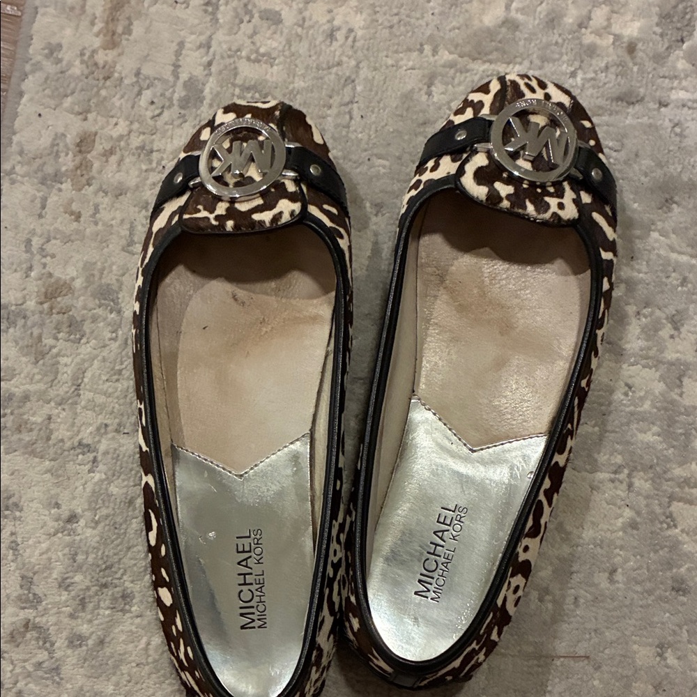 Michael Kors Leopard Print Flats with Logo Accent